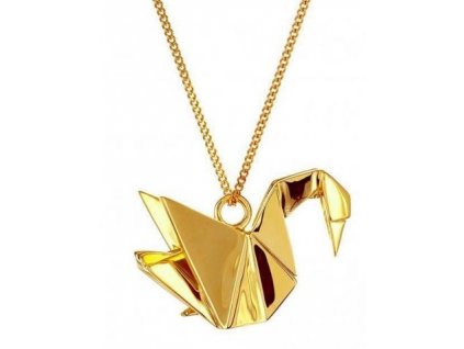 stříbro stříbrný Náhrdelník Labuť ORIGAMI JEWELLERY  žluté zlato jellow