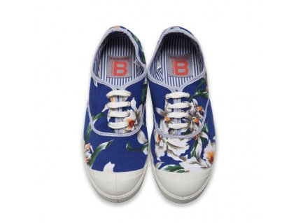 Boty obuv BENSIMON Tenisky Tennis Lacet Liberty květiny modrá