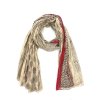 Šál Šátek Multicolor, ruční tisk I / Bavlna / béžová, červená, černá