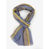 Šál Šátek Multicolor - navy, béžová, žlutá / ruční tisk / Bavlna