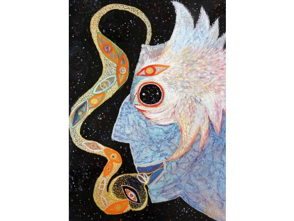 25. White Hawk, 70 x 50, mixed media, hardboard, 2014