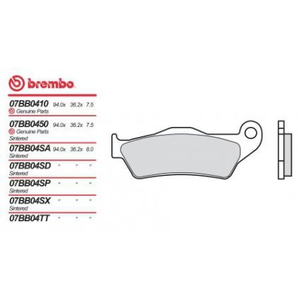 BREMBO ZADNÍ BRZDOVÉ DESTIČKY 07BB04SP