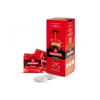 Italská káva Covim Granbar v E.S.E. tabletách. Covim Granbar představuje velmi oblíbenou směs kávy Arabica a výběrových káv odrůdy Robusta.