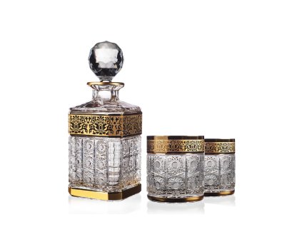 Bohemia Crystal Ručně broušený whisky set Romantic Horizont (1 karafa + 2 sklenice)