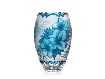 Bohemia Crystal Ručně broušená váza Hybiscus Azur 305mm