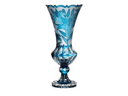 Bohemia Crystal Ručně broušená váza Lilie Azur 430mm