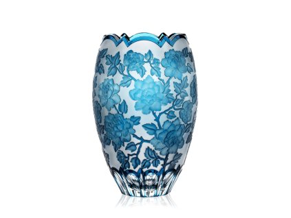 Bohemia Crystal Ručně broušená váza Wild Rose Azur 305mm