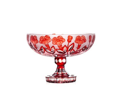 Bohemia Crystal Ručně broušená váza Květy Rubín 305mm