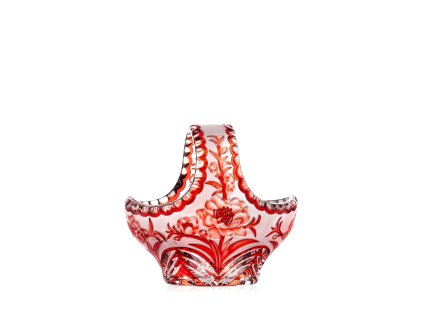 Bohemia Crystal Ručně broušený košík Sakura Rubín 205mm