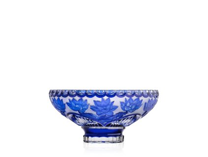 Bohemia Crystal Ručně broušená mísa Lotos Modrá 305mm