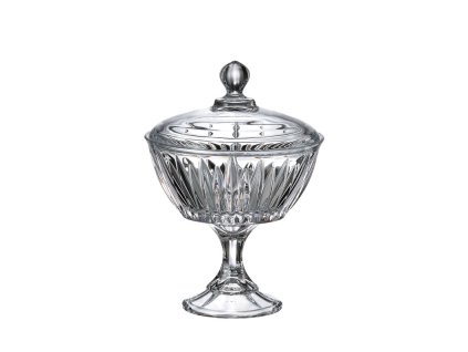 Bohemia Crystal dóza na nožce s víčkem Nova Venus 240mm