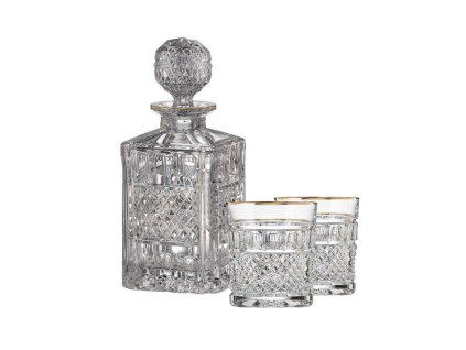 Bohemia Crystal Ručně broušený whisky set Felicie Line Gold__