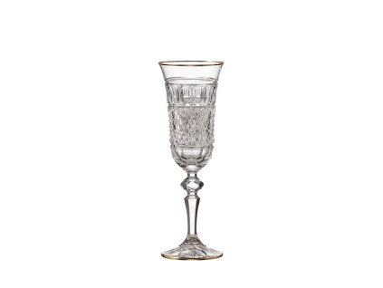 Bohemia Crystal Ručně broušené sklenice na šampaňské Felicie Line Gold 150ml (set po 2ks)