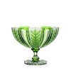 Bohemia Crystal Ručně broušená mísa na noze Kapradí Zelená 280mm