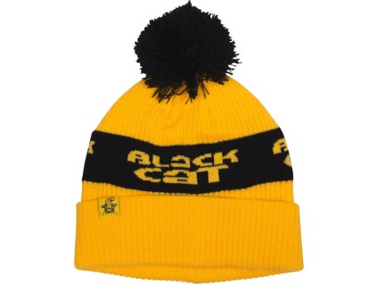 Čepice Black Cat Yellow Bobble Hat