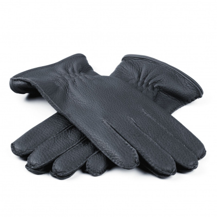 Ručně šité pánské rukavice z amerického jelena s kašmírem - Koňak - BOHEMIA GLOVES