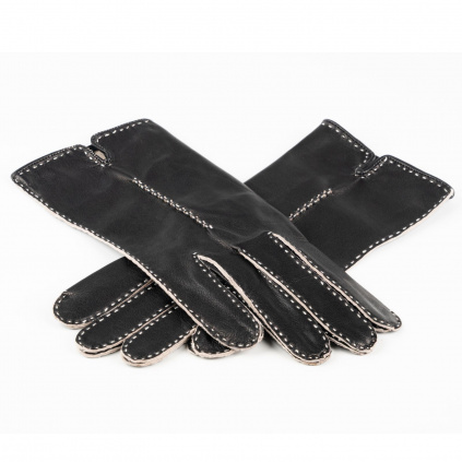 Ručně šité rukavice bez podšívky pro dámy - Černá - BOHEMIA GLOVES