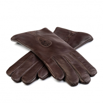 Dámské kožené rukavice s ozdobou - Černá - BOHEMIA GLOVES