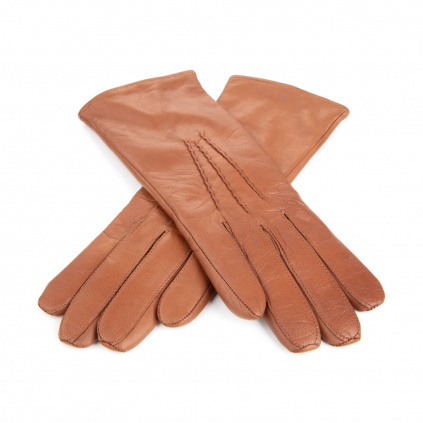 Dámské kožené rukavice s klasickou ruční výšivkou - Červená - BOHEMIA GLOVES
