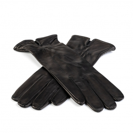 Dámské kožené rukavice s rozparkem a slabou podšívkou - Černá - BOHEMIA GLOVES