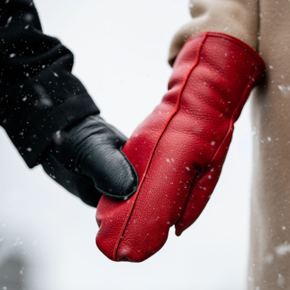 Kožené palčáky s beránkem - Rezavá - BOHEMIA GLOVES