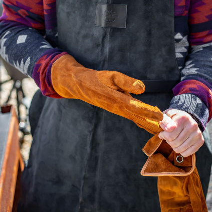Kožené rukavice na grilování - Rezavá - BOHEMIA GLOVES