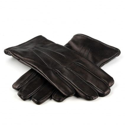 Pánské zimní rukavice s červeným kašmírem - Černá - BOHEMIA GLOVES