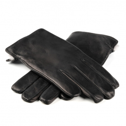 Hladké pánské rukavice s králičí podšívkou - Černá - BOHEMIA GLOVES