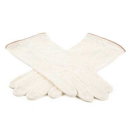 Krátké perforované rukavice s malým rozparkem pro dámy - Krémová - BOHEMIA GLOVES