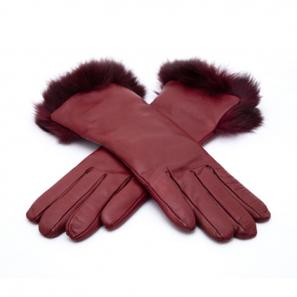 Elegantní kožené rukavice pro dámy s králičí kožešinou - Krémová - BOHEMIA GLOVES