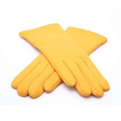 Barevné hladké dámské kožené rukavice - Žlutá - BOHEMIA GLOVES