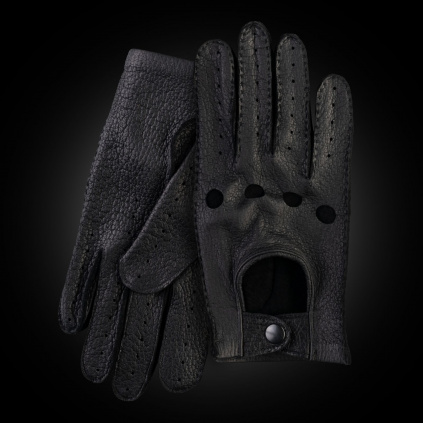 Prémiové ručně šité šoférky z kůže peccary - Rezavá - BOHEMIA GLOVES