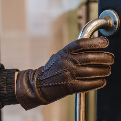 Pánské kožené rukavice z amerického jelena - Černá - BOHEMIA GLOVES