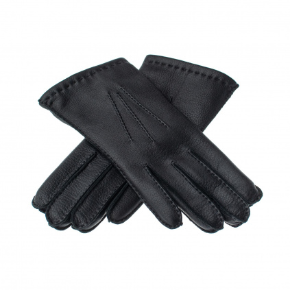 Ručně šité dámské rukavice z jelena s kašmírem - Rezavá - BOHEMIA GLOVES