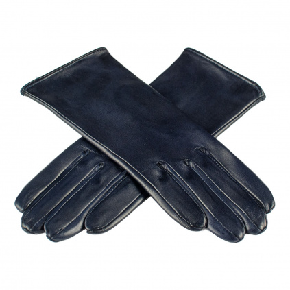 Dámské kožené rukavice s hedvábnou podšívkou - Modrá - BOHEMIA GLOVES