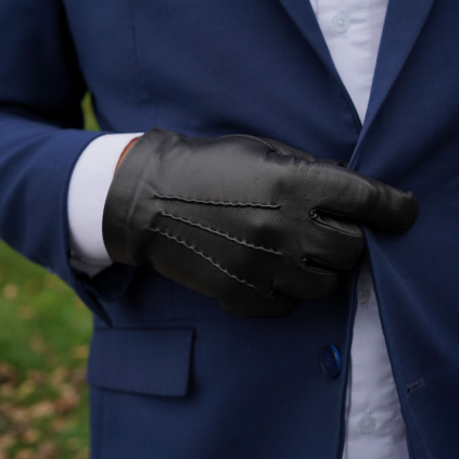 Krátké pánské kožené rukavice - Hnědá - BOHEMIA GLOVES