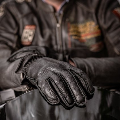 Odolné rukavice s gumou na motorku i skútr - Černá - BOHEMIA GLOVES