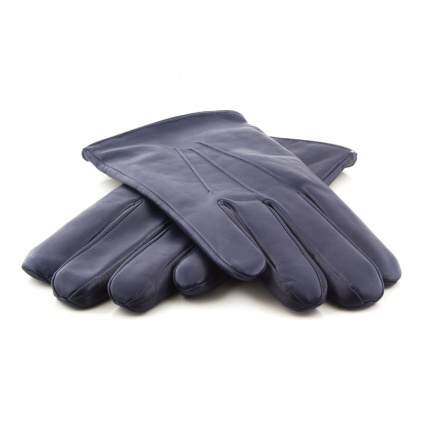 Pánské kožené rukavice s drukem v dlani - Modrá - BOHEMIA GLOVES