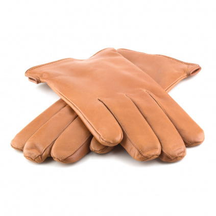 Pánské kožené rukavice s rozparkem - Koňak - BOHEMIA GLOVES