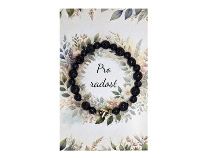 Náramek z černého achátu s motivem radosti vavřín pro radost