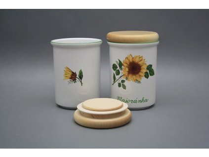 Dóza s dřevěným uzávěrem C - velká Slunečnice ZL č. 1