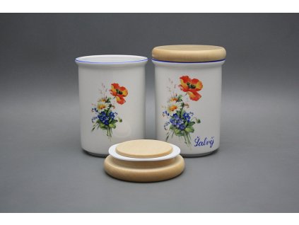 Dóza s dřevěným uzávěrem C - velká Polní kvítí AL č. 1