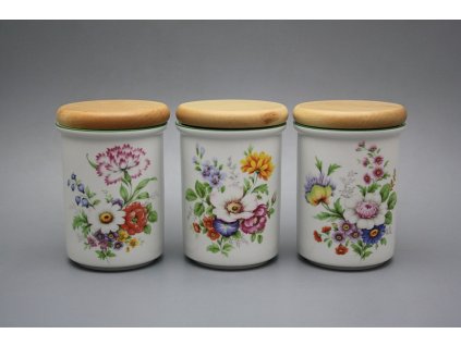 Dóza s dřevěným uzávěrem C - velká Míšeňská kytice ZL č. 1