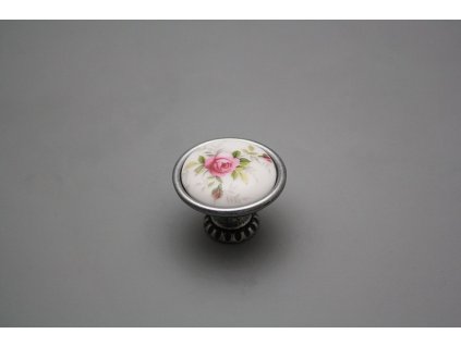 Rustikální úchytka Bohemia 35mm Růžičky růžové FV č. 1