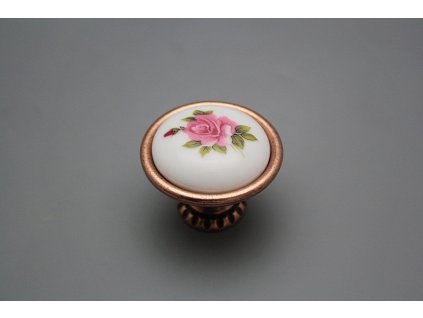 Rustikální úchytka Bohemia 40mm Růže Elizabeth růžová CU č. 1