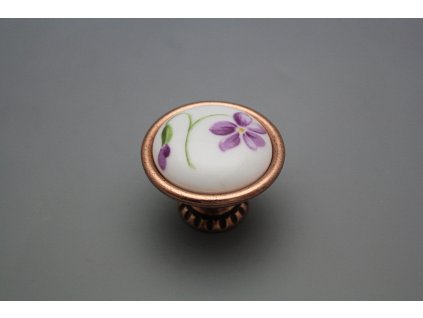 Rustikální úchytka Bohemia 40mm Fialky CU č. 1
