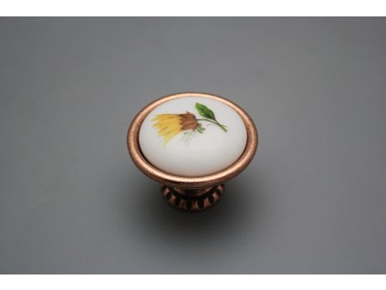 Rustikální úchytka Bohemia 40mm Slunečnice CU č. 1