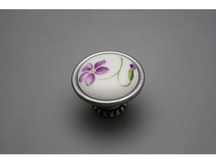 Rustikální úchytka Bohemia 40mm Fialky FV č. 1