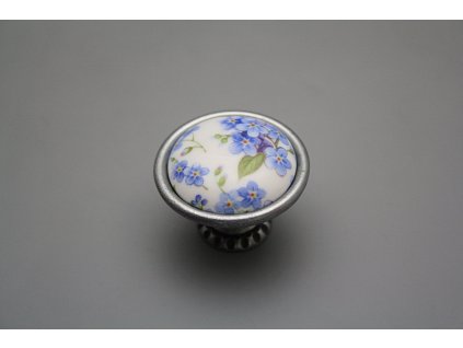 Rustikální úchytka Bohemia 40mm Pomněnky Chintz FV č. 1