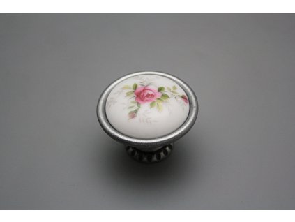 Rustikální úchytka Bohemia 40mm Růžičky růžové FV č. 1